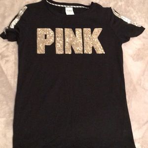 Short sleeve Bling Pink shirt in black